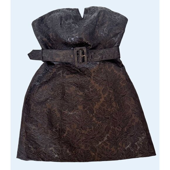 FREE PEOPLE Show Stopper Black Jacquard Mini Dress Size 10 - Picture 2 of 7